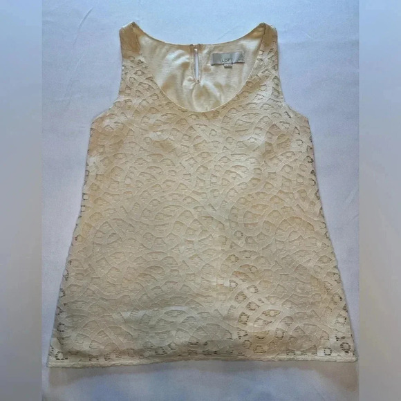 Anne Taylor LOFT Cream Crochet Sleeveless Tunic Top - Size Small Petite - Picture 7 of 11